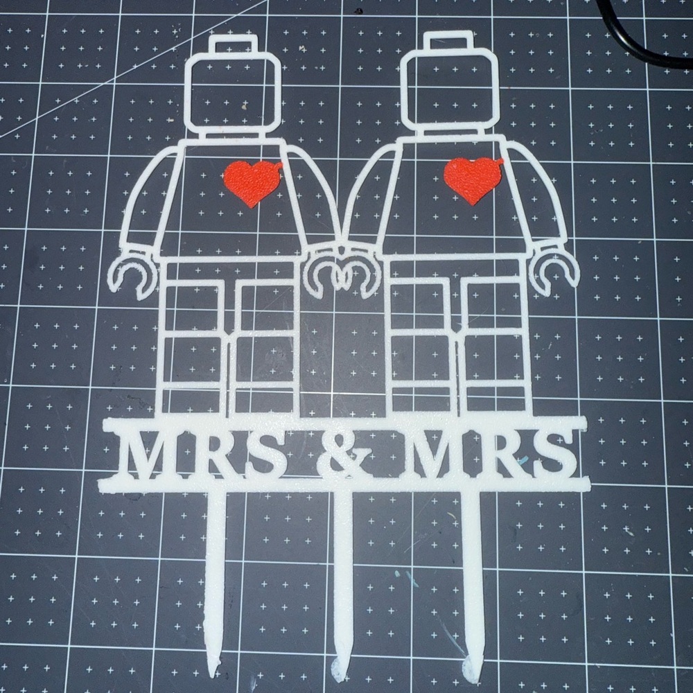 White and Red Mrs & Mrs Cake Topper